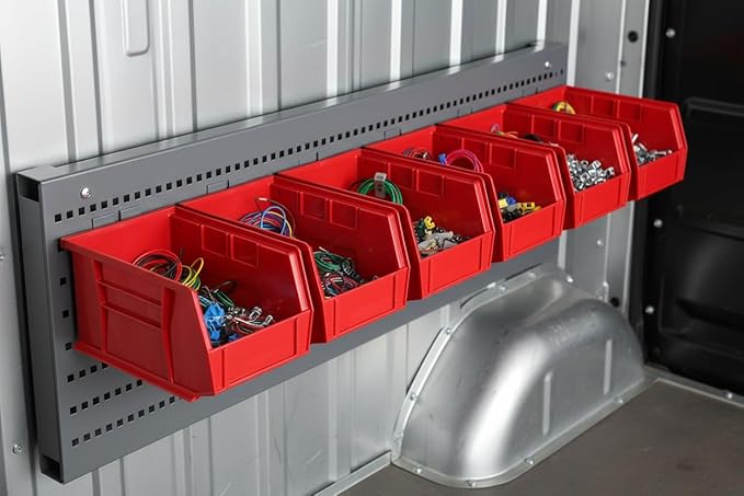 Hudson Exchange 9-1/2" x 6" x 5" (6 Pack) Plastic Stackable Storage Bin and Hanging Container, Red