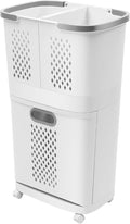 Bathroom Laundry Basket 2 Layer Clothes Storage Basket Household Bathroom Simple Storage Shelf Kitchen Shelf Fruit Stand with Wheels Vertical Standing Storage Basket Stand
