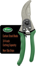 Scotts 8 in. Bypass Pruning Shears – 1/2 in. Cutting Capacity; Gardening Hand Pruner with Sharp Carbon Steel Blade and Non-Slip Grip – Lightweight Garden Tool for Live Plants and Soft Stems