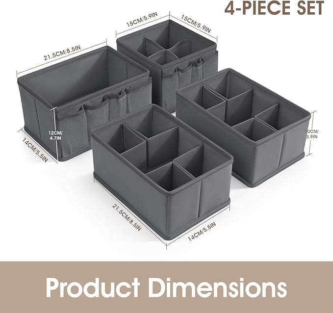 VERONLY Cosmetic Storage Bins Makeup Organizer, Adjustable Multifunction Storage Box Desk Drawer Divider for Makeup Brushes, Bathroom Countertop or Dresser, Set of 4