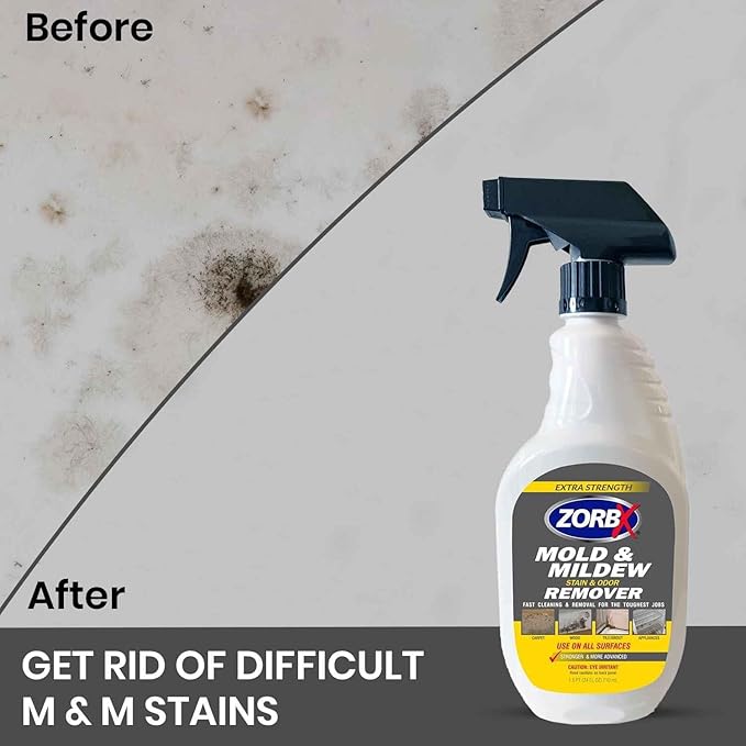 ZORBX Extra Strength Remover & Cleaner Spray 24 FL Oz – Scrub Free Formula - Bleach Free Stain & Smell Eliminator for Shower, Bathroom, Ceiling, Carpet, Cars, Walls & Wood