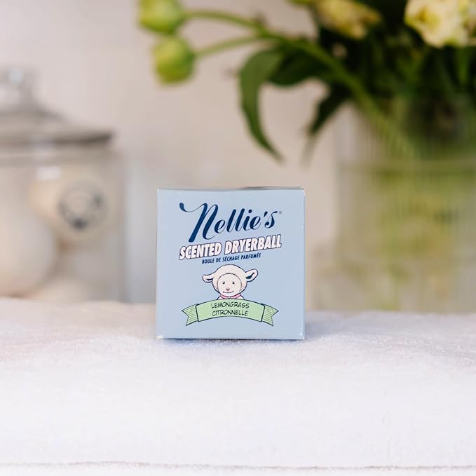 Nellie's Scented Wool Dryerball - Lemongrass Scented - Made with 100% Pure New Zealand Wool and Lasts Approximately 50 Drying Loads - Silent in Your Dryer!