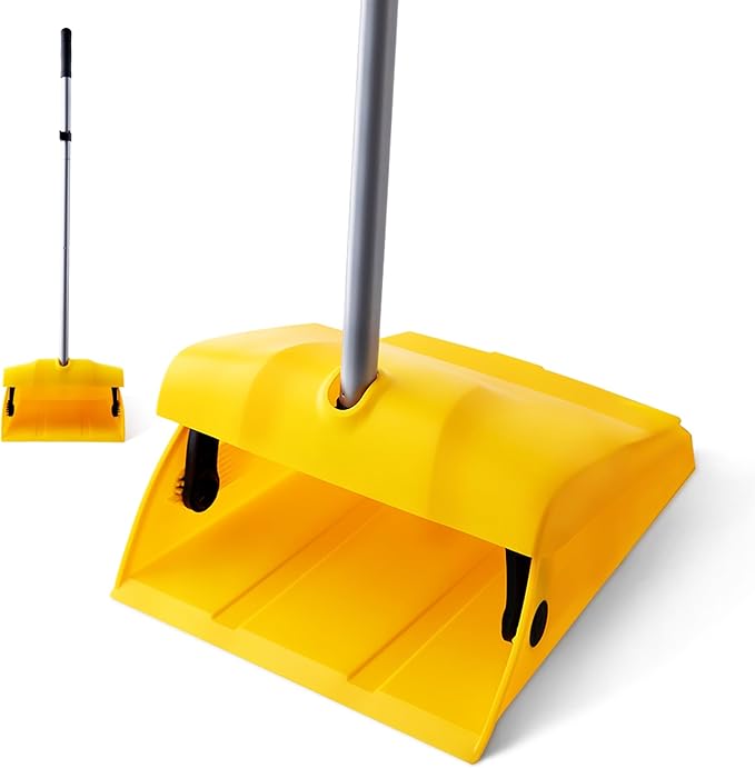 Yocada Commercial Dustpan with Windproof Cover Outdoor Indoor for Courtyard Garage Lobby Mall Market Floor Home Kitchen Room Office Pet Hair Rubbish