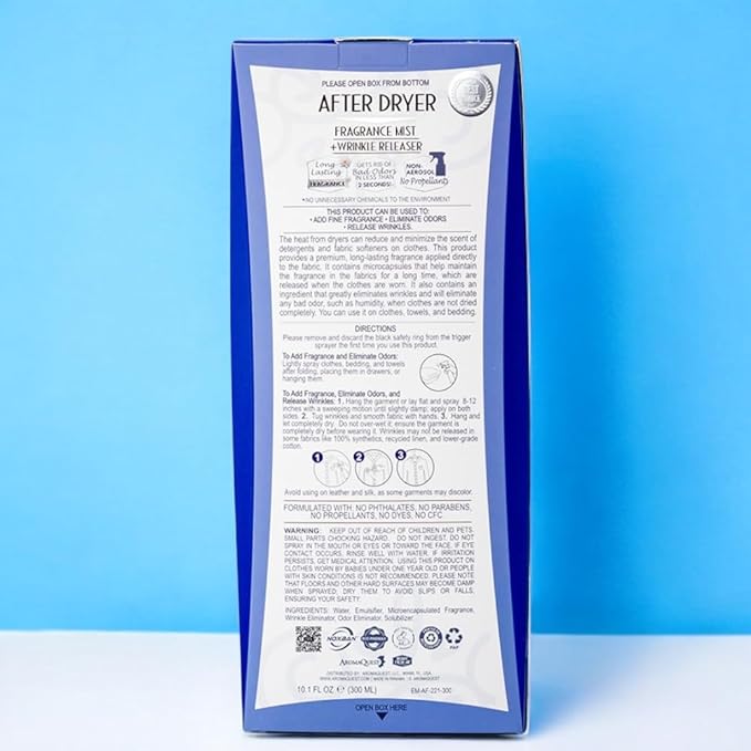 After Dryer Fabric Freshener & Wrinkle Release Spray - For Clothes & Laundry - Luxury Fragrance Odor Remover & Wrinkle Releaser - For Home & Travel - Fresh Linen Scent - 10.1 fl oz.