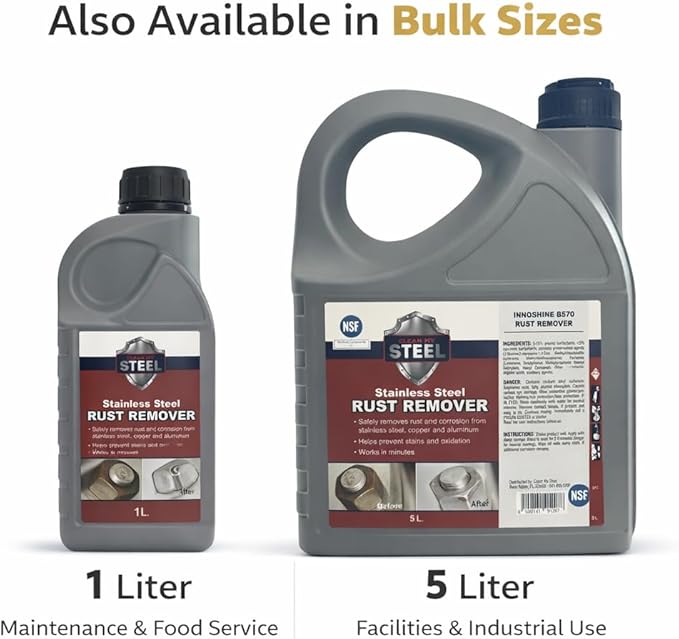 CLEAN MY STEEL Stainless Steel Rust Remover – NSF Approved Non-Toxic Rust Stain Remover Gel for Appliances, Sinks, Grills, Marine & Commercial Equipment (4 oz)