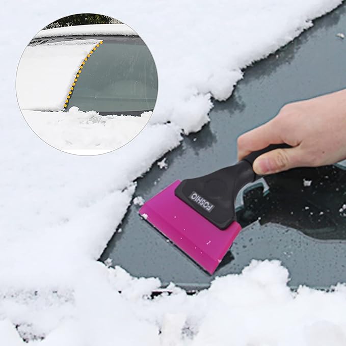 FOSHIO Small Squeegee with 5 Inch Pink Rubber Blade Mini Wiper Window Tinting Tools for Mirror Glass Window Cleaner with Non-Slip Handle