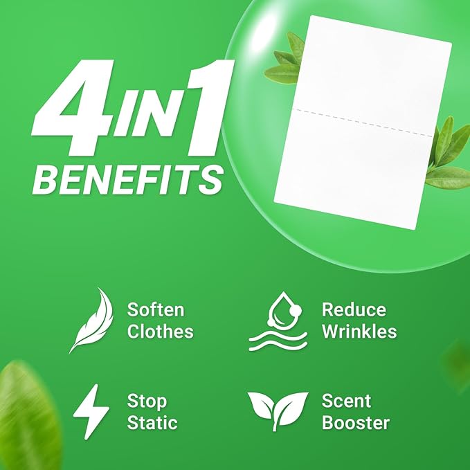 Soulink Fabric Softener Sheets for Washing Machine, No Plastic Jug Soap Strips, Alternative to Fabric Softener Liquid and Pods, Unscented Fragrance Free, Up to 240 Loads