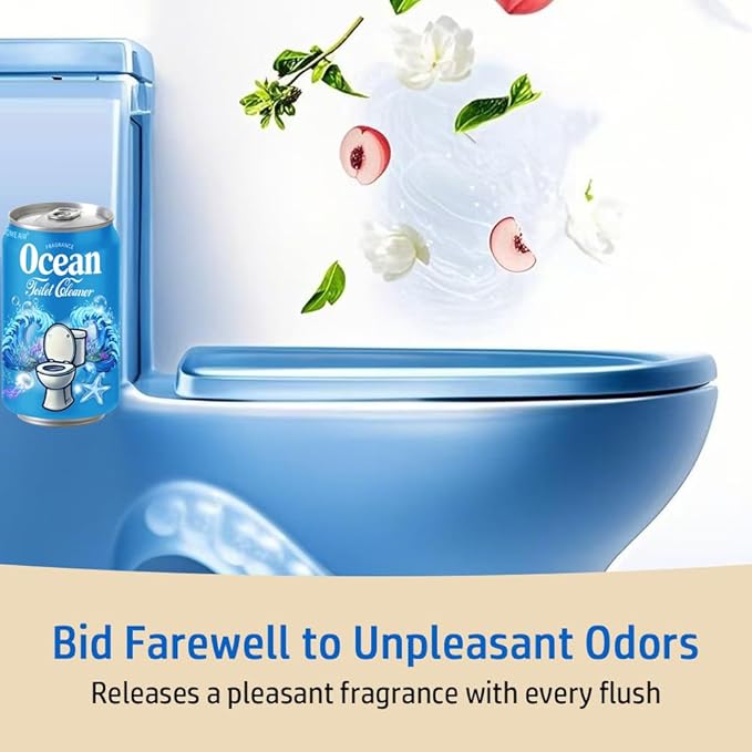Beverage can Toilet Bowl Cleaner,Septic Toilet Bowl Tablets in Bottles, Automatic Long-Lasting Toilet Cleaner Bottle,Powerfully Cleans and Prevent Stain Build Up (3PCS, Ocean Scent)
