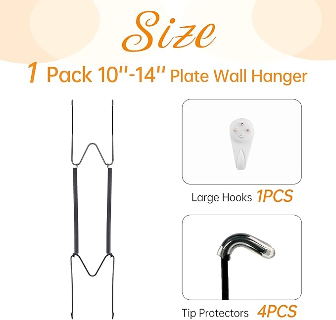 Bilillo Plate Hangers for The Wall, Suitable for 10''-14'' Decorative Plate,Invisible Heavy Duty Wire Plate Holder with Wall Hooks, Plate Hangers for Displaying Plates, Platter, Dish (Black)