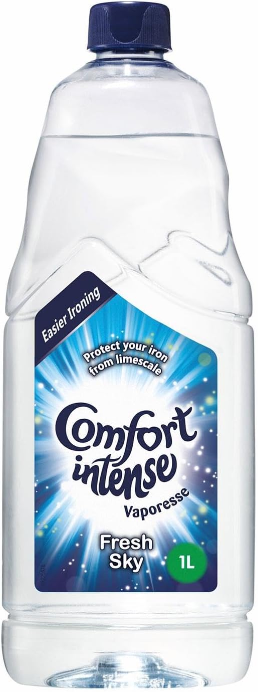 Comfort Ironing Water Fresh Sky Intense Vaporesse Deionised Water Gives Your Laundry a Clean, Fresh and Uplifting Fragrance Prevents Limscale for Easy Ironing 1 Litre (Buy 4)