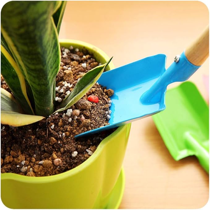 2pcs Small Gardening Shovel Metal Candy Color Wooden Handle Flat Trowel Scoop Digging Lawn Tool for Flower Succulent Plant,Random Color