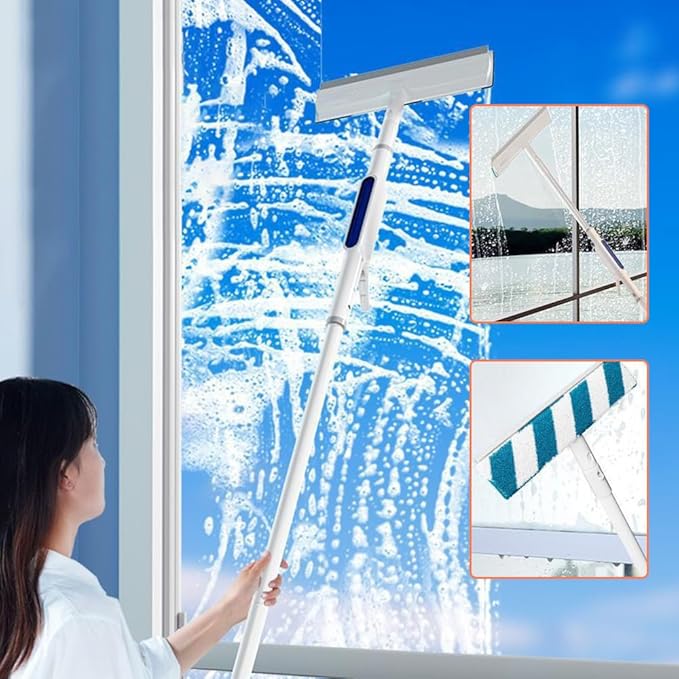Squeegee for Window Cleaning with Spray, 2025 Upgrade Dual Side Mist Retractable Window Cleaner, Spray Window Cleaning Brooms, 3 in 1 Household Squeegees Window Cleaning Tool Kit