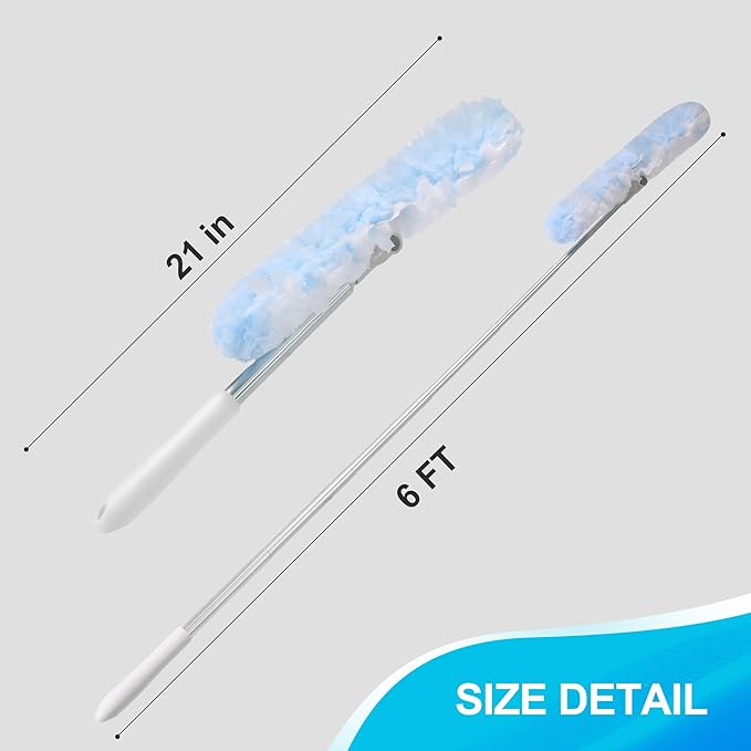 JOYMOOP 6 ft Extendable Duster Handle with 24 Heavy Refills, Compatible with Swiffer Duster Refills, Disposable Microfiber Dusting Pads for Home Cleaning, Ceiling, Fan, Window, Hard-to-Reach Areas