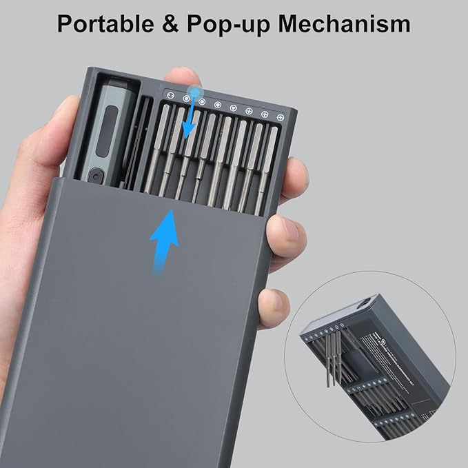 STREBITO Mini Electric Screwdriver Set, 70 in 1 Small Electric Screwdriver - 64 S2 Preicison Bits, 5 Torque Settings, 4 LED Lights, Mini Power Screwdriver Repair Tool Kit for PC Electronic (Standard)