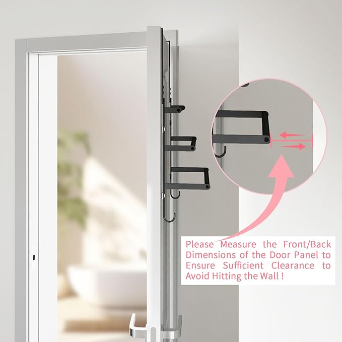 Over The Door Towel Rack,Towel Rack with Hooks for Door Hanging, Door Towel Bar, Over Door Towel Racks for Bathroom (Black)