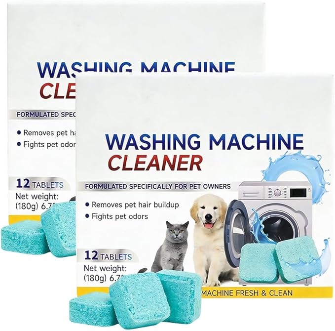 Washing Machine Cleaner Tablets, 2026 New Washer Cleaner Tablets, Deep Cleaning Pet Hair Remover for Laundry Room, Eco-Friendly Odor Remover for Pet Owners (2pcs)