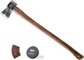 35.5" Splitting Axe, Wood Splitting Axe for Medium to Large Size Logs, 1065 High Carbon Steel Chopping Axe with Hickory Wood Handle and Leather Sheath for Chopping Firewood - Head 4.5 lbs