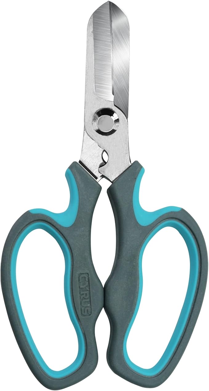 CYRUS Flower Scissors Floral Shears for Cutting Flowers,Garden Shears with Integrated Stab Remover,Florist Cutters Rose Snips,Blue