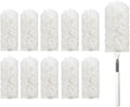 Heavy Duty Duster Refills, Disposable Dusters Kit for Cleaning Dusting Furniture Blind Ceiling Fan, Multi Surface 360 Feather Duster(10)+3FT Extended Handle（1） (White)