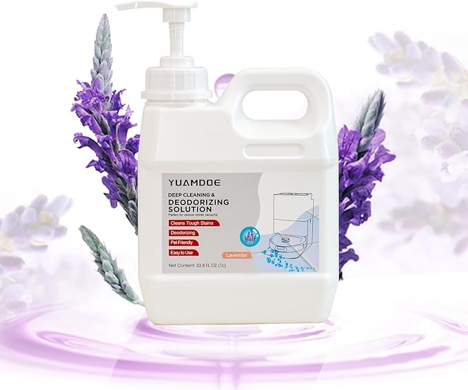 Deep Cleaning & Deodorizing Solution, 33.8FL OZ/1L, Designed for Roborock, Compatible with Saros Series, S8 Series, S7 Series, Q Revo Series, Q Series, Lavender Fragrance