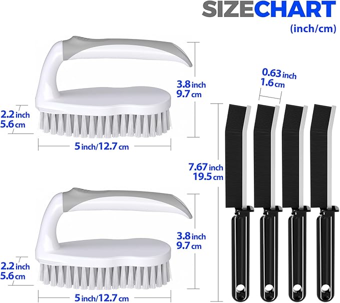 Scrub Brush - 6 Pack, Scrub Brushes for Cleaning, Heavy-Duty Scrub Brush, Stiff Bristles Cleaning Brush, for Kitchen, Bathtub, Floor and Wall Surfaces, Blue
