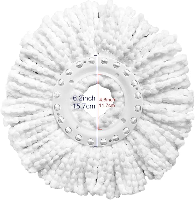 6 Pack Spin Mop Replacement Heads Compatible with Hurricane, Mopnado, Casabella and Other Standard Size Spin Mop, Easy to Clean and Durable Microfiber Spin Mop Refills, Mops Head for Floor Cleaning