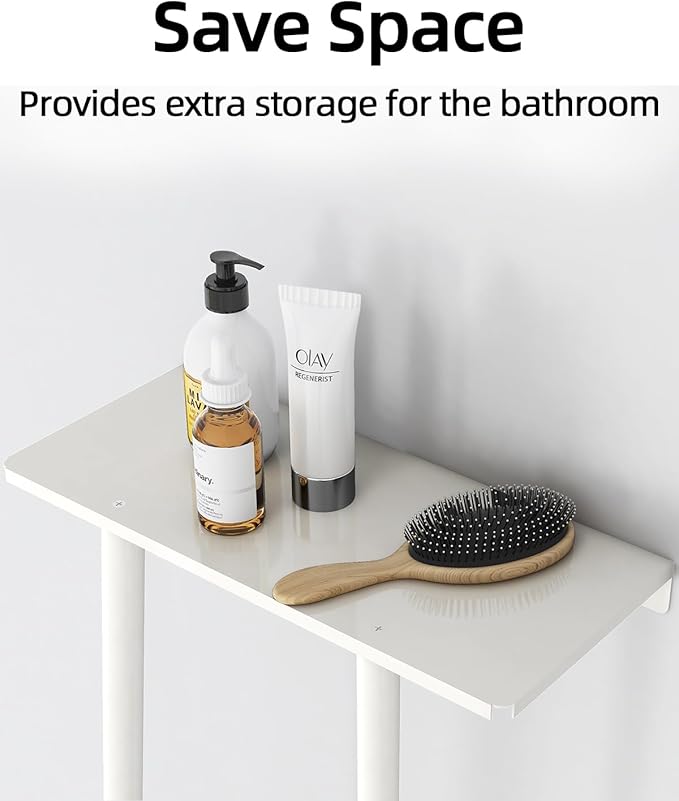 STWWO Wall Towel Rack for Rolled Towels, Towel Storage for Small Bathroom Can Holds 6 Large Towels, 30 inch Towel Racks with Shelf, White