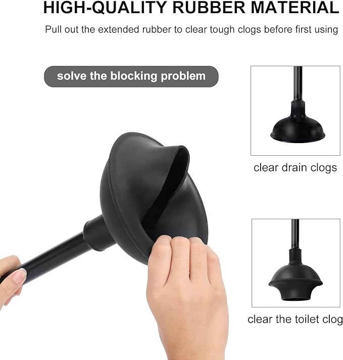 SetSail Toilet Brush and Plunger Set, 3 Pack Toilet Plungers for Bathroom with Holder Heavy Duty Toilet Bowl Brush and Holder Hidden for Deeply Cleaning - Black