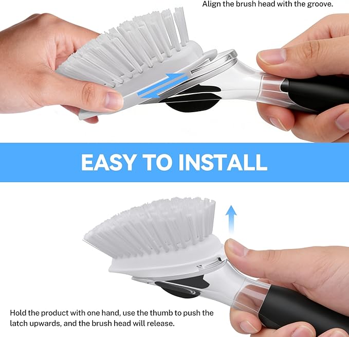 Dish Brush Refills 4 Pack, White Replacement Brush Heads Compatible with OXO Dish Brush & OXO Dish Scrubber