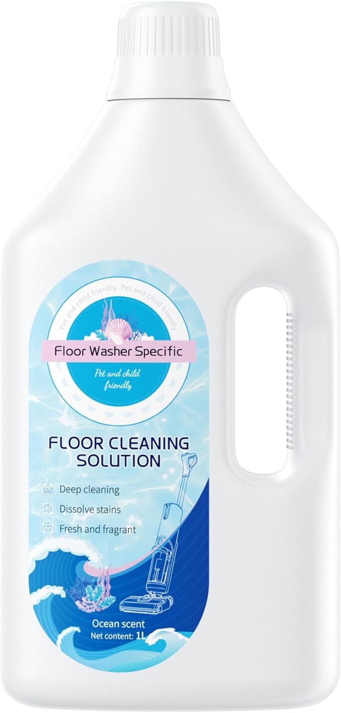1L Fresh Ocean Floor Cleaning Solution Compatible With Tineco/Bissell/Dreame And Shark, Fragrance Deodorization, Deep Cleans for Multiple Hard Floors, Suitable With Cordless Wet/Dry Vacuum