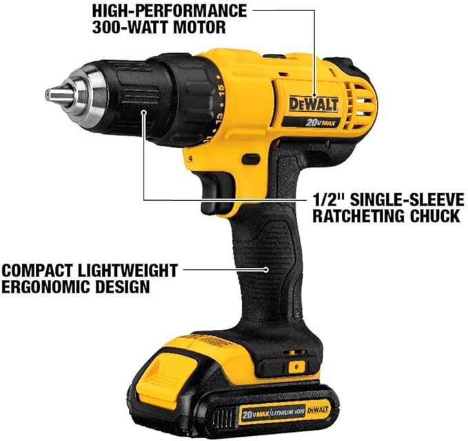 DEWALT 20V MAX Power Tool Combo Kit, 4-Tool Cordless Power Tool Set with 2 Batteries and Charger (DCK444C2)