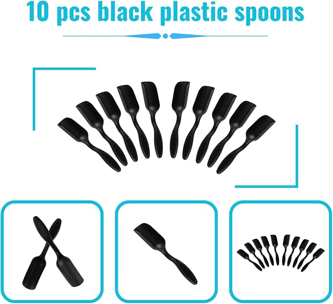 10Pcs NINGDAN Mini Shovel,Plastic Mini Gardening Shovel Spoons Soil Scoops,Cultivation Digging Transplanting Tools for Succulents Potted Flowers,Milk Powder/Coffee Beans Scoops (All Black)