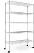 Simple Deluxe Heavy Duty 5-Tier Storage Shelving Unit, 35.83" W x 13.98" D x 61.02" H, 1250 Lbs Loading Capacity, Chrome