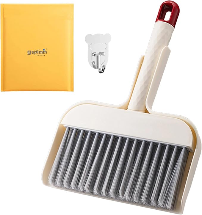 Mini Broom and Dustpan Set - Compact Cleaning Kit for Home, Car, Camping, Pet Hair, Small Spaces & Travel | Durable Hand Broom Dustpan Combo | Portable Desk Set with Brush and Hook