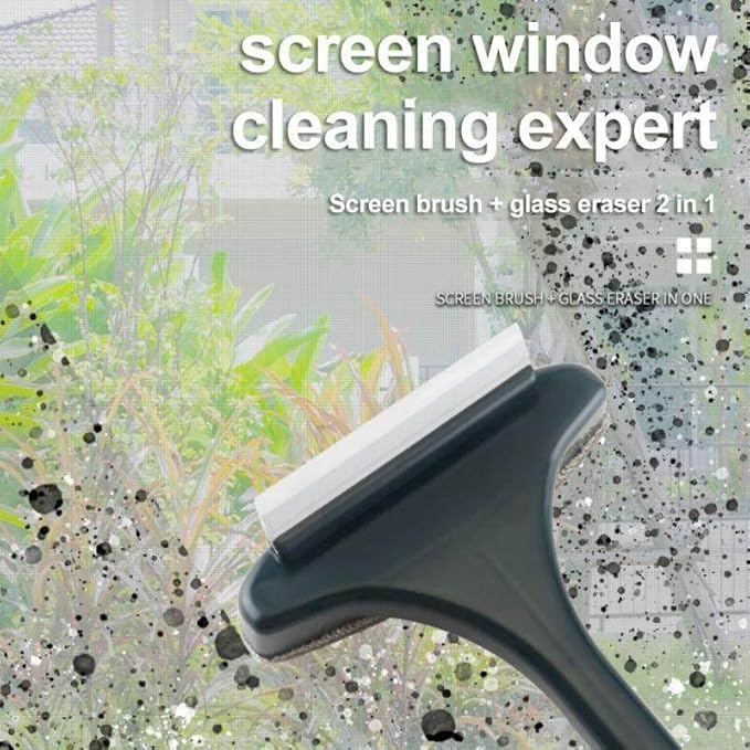 Generic 1 PC Window Cleaning Squeegee Brush Extendable Mesh Screen Cleaner Auto Car Window Duster Detachable Window Scraper for Kitchen, White
