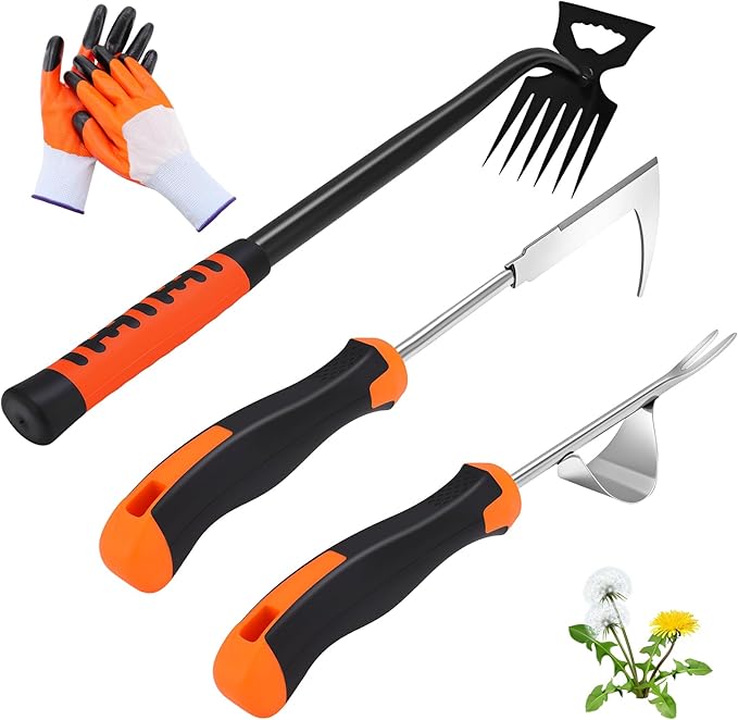 Weed Puller Tool, Manual Portable Stainless Steel Weeder Puller Tool, Crack Weed Remover Gardening Tools for Garden Farm Backyard