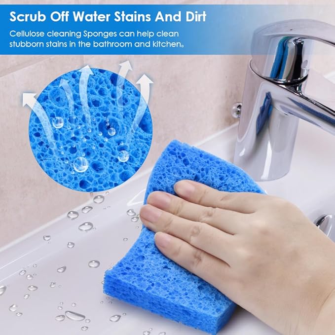 8PCS Dish Sponges Kitchen, Premium Blue Dish Washing Kitchen Sponge, Compressed Cleaning Sponges for Cleaning Kitchen and Bathroom, Non Scratch Scrub Sponge, Cleans Quickly and Well