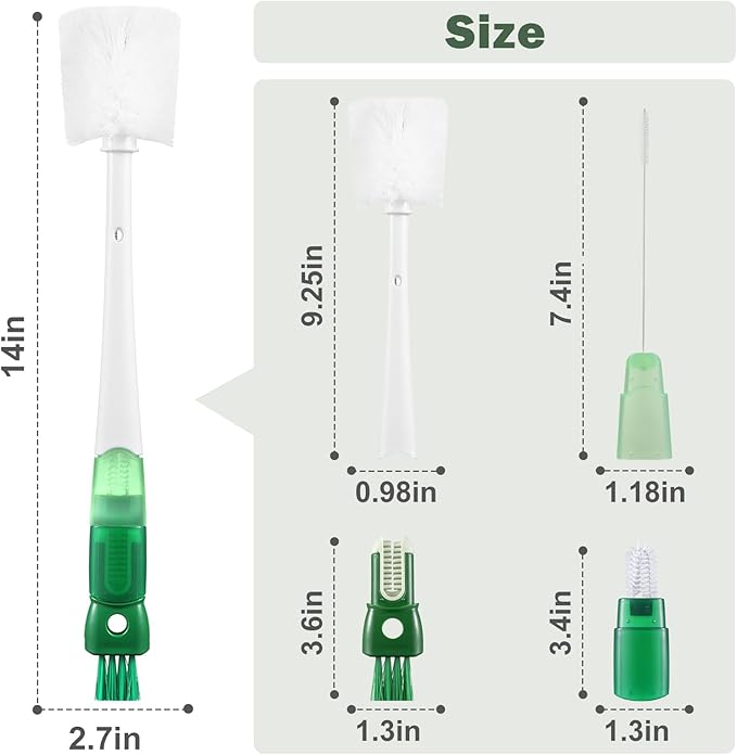 XYFuuee 5 Pack Bottle Brush Set, 5 in 1 Water Bottle Cleaning Brush, Long Handle Narrow Wine Cup Cleaner, 3 Straw Brushes for Stanley, Travel Nipple Lid Gap Detail Washer Brush
