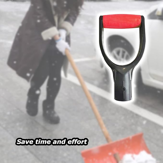 D Grip Plastic Spade Handle, 32mm Inner Diameter Snow Shovel Handle, Snow Scoop Digging Raking Tool Accessory (Red)
