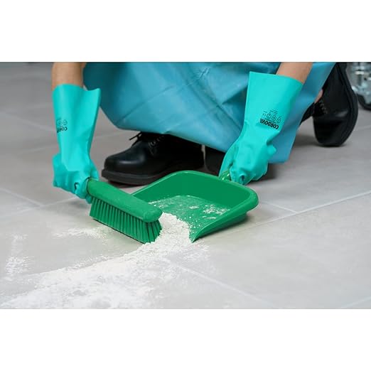 SPARTA Large Handheld Dustpan with Hanging Hole, Heavy-Duty Plastic Dustpan with Wide Lip for Countertops and Surfaces, Plastic, 10 Inches, Green, (Pack of 12)