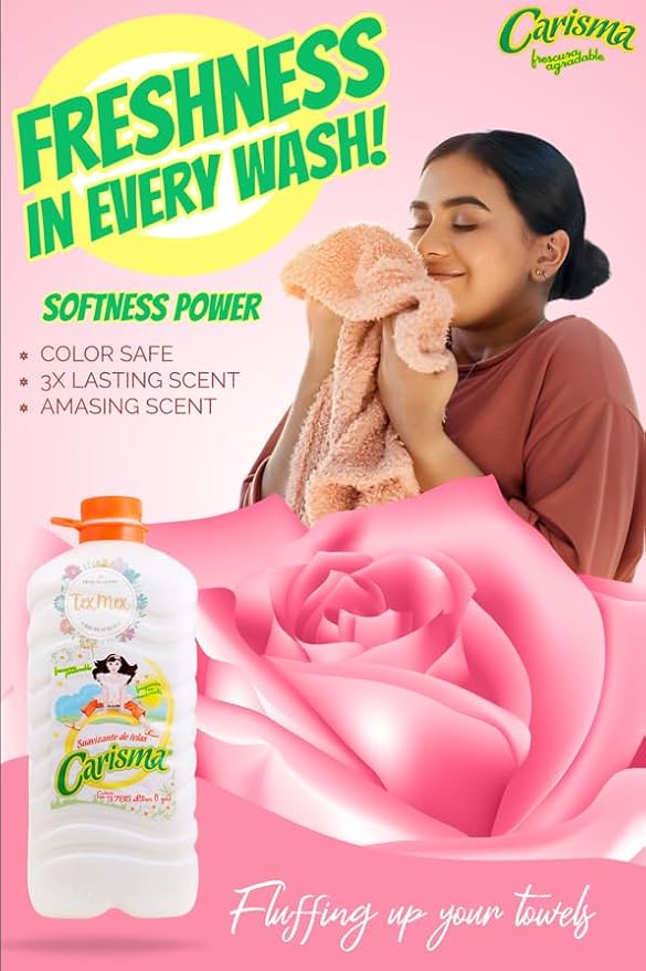 Carisma Fabric Softener Liquid - Floral Fresh Scent, Eliminates Tough Odors - Safe for All Fabrics & Washers, Long-Lasting Softness (1 Gallon)