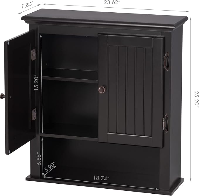 UTEX Bathroom Wall Cabinet, Bathroom Medicine Cabinet with Adjustable Shelves and Doors, Over the Toilet Storage Cabinet, Espresso