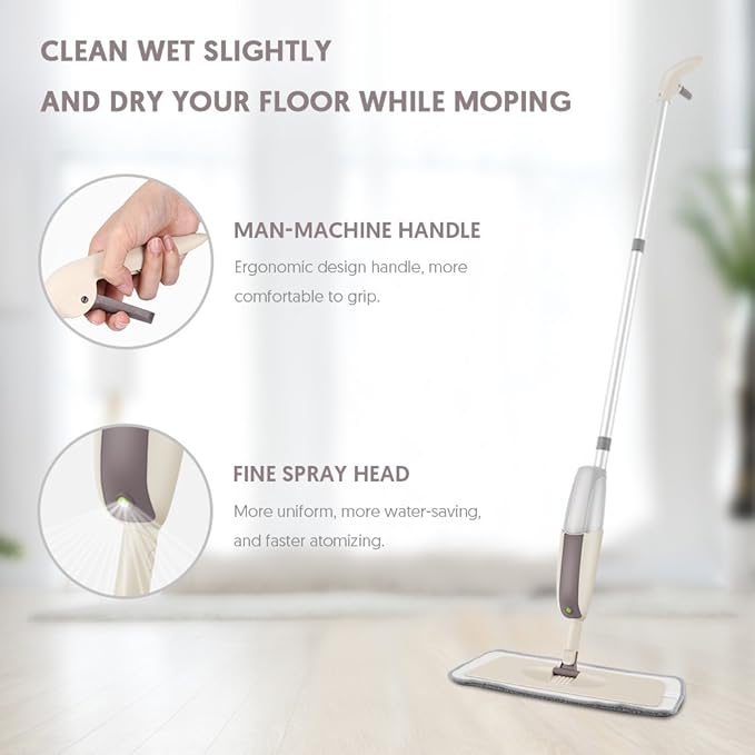 Spray Mops for Floor Cleaning: MEXERRIS Wet Mop with 3 Washable Pads for Swiffer Powermop - Floor Mop with Refillable Bottle - Home Commercial Dust Mops for Hardwood Laminate Ceramic Tiles