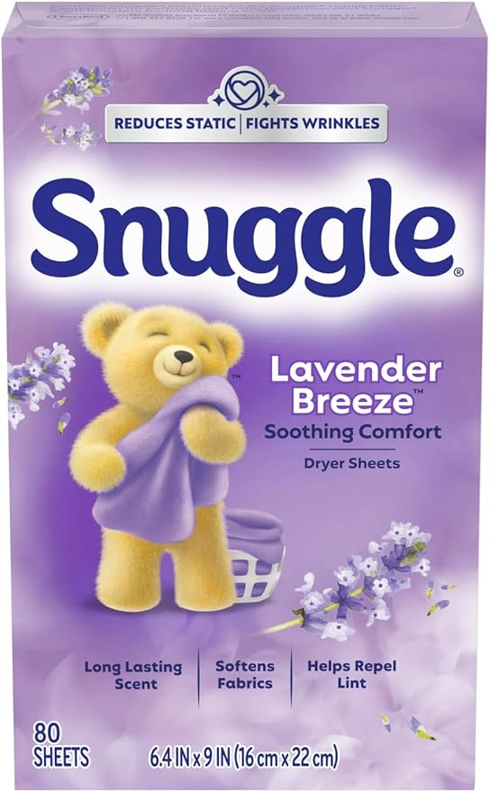 Snuggle Dryer Sheets (80 Sheets, Pack of 4, Lavender Breeze Soothing Comfort)