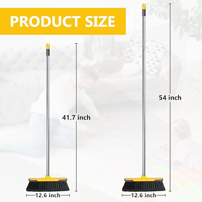 Indoor Brooms 54''Long Handle Soft Bristle Broom,Indoor Outdoor Brooms for Floor Cleaning House Broom for Kitchen Lobby Patio Yard