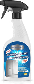 Wonderson 2-In-1 Stainless Steel & Glass Cleaner 16 Ounces - For Use On Appliances, Countertops, Sinks, Stovetops, Dishwashers, Windows, Bathrooms, Cars, & More!
