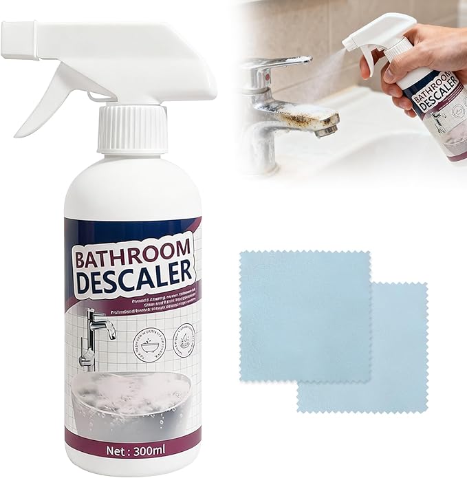 Bathroom Descaler Foam Cleaner for Hard Water Stains - Powerful Foaming Spray for Shower Toilet Sink Tile Cleaning, Limescale Buildup Remover All-Purpose Bathroom Cleaner (10.1 Fl Oz)