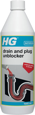 Plug Hole & Drain Unblocker Cleaner by HG Cleaning Products, Effectively and Fast Removes Blockages & Cleans Blocked Drains Pipes in Sinks or Shower Traps - 1 Litre (139100106)