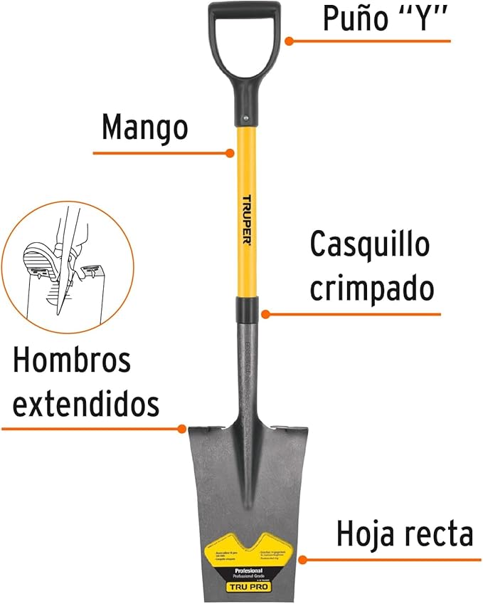 TRUPER PES-F D-Handle and Long Handle Garden Spades. Fiberglass 40 1/2" (103cm)