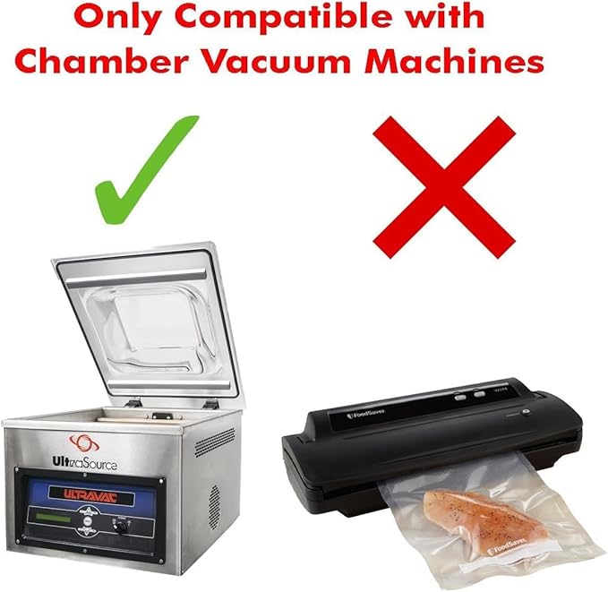 UltraSource - Chamber Machine Pouches 3 Mil Thickness, 2.5" x 8", Pack of 250 Vacuum Chamber Pouches, BPA-Free Pre-Cut Chamber Vacuum Sealer Bags with tear notch